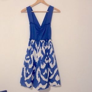 Anthropologie mini summer dress worn geometric pattern with lovely cross back